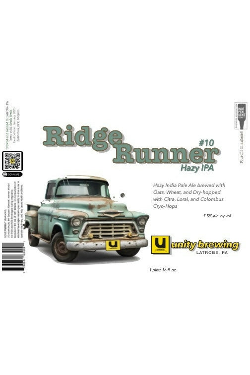 Unity Brewing - Ridge Runner #10 Hazy IPA- 1/6 BBL